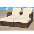 Детский 3-кусок PE Wicker Love Seat Lounge Открытый ротанг кушетки